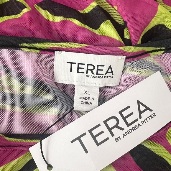 Terea Astrid Sleeveless Mesh Bodysuit Pink Green Black Size XL New with Tag - Picture 8 of 8